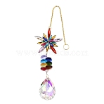 Alloy Glass Teardrop & Star Charm Suncatchers, Rainbow Prism Hanging Ornaments for Garden, Window, Colorful, 323x59.5x16.5mm(HJEW-E013-02G)