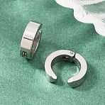 201 Stainless Steel Cuff Earrings, C-Shaped, with 304 Stainless Steel Pin, Stainless Steel Color, 13x4mm(EJEW-T056-01P-04)