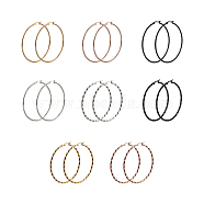 Titanium Steel Hoop Earrings, Ring, Mixed Color, 60mm, 8pairs/set(STAS-TA0001-17)