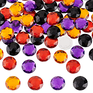 64Pcs 4 Style Halloween Self-Adhesive Acrylic Rhinestone Stickers, for DIY Decoration and Crafts, Faceted, Half Round, Mixed Color, 20x5.5mm, 16pcs/color(STIC-FG0001-07)