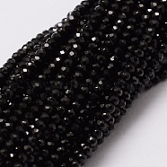 Natural Black Spinel Bead Strands, Faceted, Rondelle, 2mm, Hole: 1mm, about 170pcs/strand, 13.3 inch(X-G-M298-26)