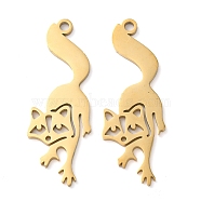 304 Stainless Steel Pendants, Fox Charms, Golden, 41x19.5x1.5mm, Hole: 2mm(STAS-R116-03G)