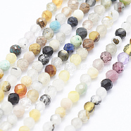 Natural Mixed Stone Beads Strands, Faceted, Round, Mixed Color, 2~2.5mm, Hole: 0.5mm, about 195~208pcs/strand, 15.3 inch~15.7 inch(39~40cm)(X-G-J369-04B-2mm)