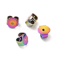 Ion Plating(IP) 304 Stainless Steel Friction Ear Nuts, Rainbow Color, 5x5x3.5mm, Hole: 1mm(STAS-F203-07MC)