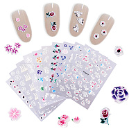 Fashewelry 10 Sheets 10 Patterns 5D Nail Art Stickers Anaglyph Decals, for Nail Tips Decorations, Mixed Patterns, 154x85mm, 1sheet/Pattern(MRMJ-FW0001-03)