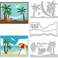 3Pcs 3 Styles Beach Theme Carbon Steel Cutting Dies Stencils, for DIY Scrapbooking, Photo Album, Decorative Embossing Paper Card, Stainless Steel Color, Coconut Tree Pattern, 87~100x156~160x0.8mm, 1pc/style(DIY-WH0309-939)