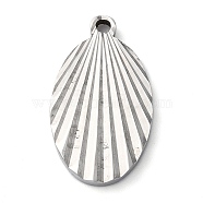 304 Stainless Steel Pendants, Oval Charm, Stainless Steel Color, 22.5x13x1.9mm, Hole: 1.6mm(STAS-D025-05P-01)
