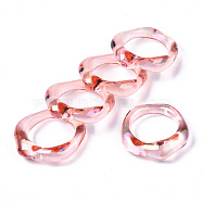 Transparent Resin Finger Rings, AB Color Plated, Pink, US Size 6 3/4(17.1mm)(RJEW-T013-001-E04)
