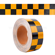 Waterproof PVC Reflective Warning Stickers, Safety Sign Caution Tartan Decals for Vehicle, Black, 50x0.3mm, about 25m/roll(FIND-WH0152-070B)