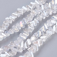 Electroplate Glass Beads Strands, AB Color Plated, Faceted, Triangle, Clear AB, 3x4x3mm, Hole: 1mm, about 149pcs/strand, 13.3 inch(34cm)(EGLA-J145-4mm-AB01)