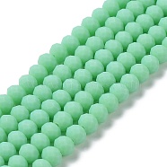 Glass Beads Strands, Faceted, Frosted, Rondelle, Medium Spring Green, 6x4.5mm, Hole: 1mm, about 86pcs/strand, 16.14''(41cm)(X1-EGLA-A034-P6mm-MD14)