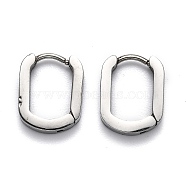 Tarnish Resistant 304 Stainless Steel Huggie Hoop Earrings, Oval, Stainless Steel Color, 14x11x3mm, Pin: 1mm(STAS-J033-11A-P)