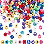 CHGCRAFT 300Pcs 10 Colors Handmade Polymer Clay Beads, for DIY Jewelry Crafts Supplies, Flower with Yinyang, Mixed Color, 8~9x7.5~8.5x4~4.5mm, Hole: 1.6~1.8mm, 30pcs/color(CLAY-CA0001-21)