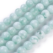 Natural Glass Beads Strands, Aqua Blue, Round, 6mm, Hole: 1mm, about 64~67pcs/strand, 15.3 inch~15.75 inch(39~40cm)(G-I247-15A)