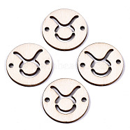 Unfinished Natural Poplar Wood Links Connectors, Laser Cut, Flat Round with Constellation, Taurus, 29.5x2.5mm, Hole: 2.5mm(WOOD-S045-139B-01)