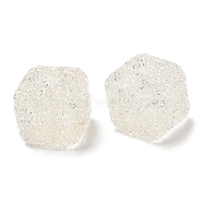 Resin Beads, with Rhinestone, Drusy Cube, White, 16x16x16mm, Hole: 3.6mm(RESI-C038-02K)