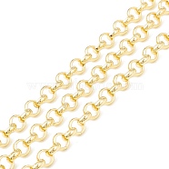 3.28 Feet Rack Plating Brass Rolo Chains, Long-Lasting Plated, Cadmium Free & Nickel Free & Lead Free, Unwelded, Real 18K Gold Plated, 5.5x2mm(X-CHC-B021-02G)