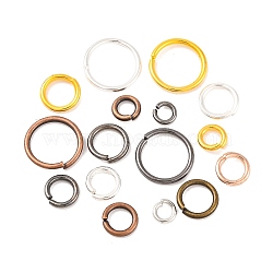 Brass Jump Rings, Ring, Mixed Color, 18~20 Gauge, 4~10x0.8~1.0mm, Inner Diameter: 2.4~8mm, about 4760pcs/500g(KK-A053-1)