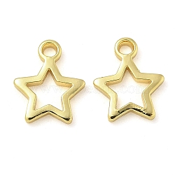 Brass Charms, Star, Real 18K Gold Plated, 8x6.5x1mm, Hole: 1mm(KK-C083-09G)