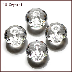 Imitation Austrian Crystal Beads, Grade AAA, Faceted, Rondelle, Clear, 10x7mm, Hole: 0.9~1mm(SWAR-F068-8x10mm-01)