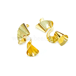 Rack Plating Brass Twist Spiral Stud Earrings for Women, Cadmium Free & Lead Free, Real 18K Gold Plated, 38.5x22~23mm(EJEW-B027-25G)