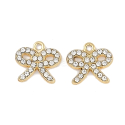 Alloy Rhinestone Pendants, Bowknot, Golden, 15x16.5x3mm, Hole: 2mm(FIND-MO18-12G)