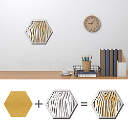 Custom Wool Felt & Wood Wall Decorations, Home Decorations, Hexagon, Wood Grain Pattern, Finished: 305x265mm, 1pc(DIY-WH0376-017)