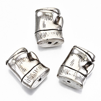 CCB Plastic Beads, Bamboo, Antique Silver, 30.5x24x14.5mm, Hole: 3mm