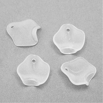 Transparent Acrylic Charms, Frosted, Leaf, Creamy White, 14.5x14x1mm, Hole: 1.5mm, about 2083pcs/500g