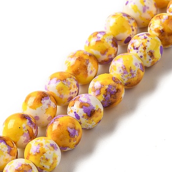 Synthetic Turquoise Dyed Beads Strands, Round, Gold, 7~8x7~8mm, Hole: 1mm, about 50pcs/strand, 14.29~14.65''(36.3~37.2cm)