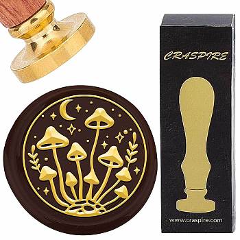 Brass Wax Seal Stamps with Rosewood Handle, for DIY Scrapbooking, Mushroom, 25mm