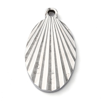 304 Stainless Steel Pendants, Oval Charm, Stainless Steel Color, 22.5x13x1.9mm, Hole: 1.6mm