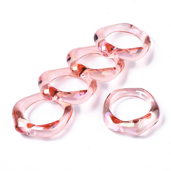 Transparent Resin Finger Rings, AB Color Plated, Pink, US Size 6 3/4(17.1mm)