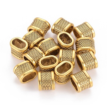 Tibetan Style Slide Charms, Cadmium Free & Lead Free, Oval, Antique Golden, 11x14x10mm, Hole: 10x7mm