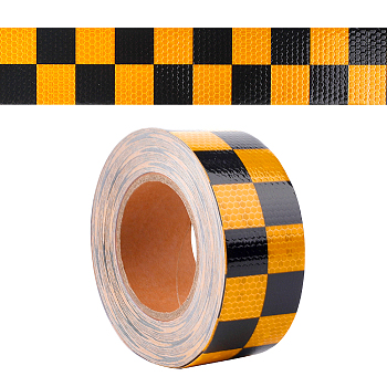Waterproof PVC Reflective Warning Stickers, Safety Sign Caution Tartan Decals for Vehicle, Black, 50x0.3mm, about 25m/roll