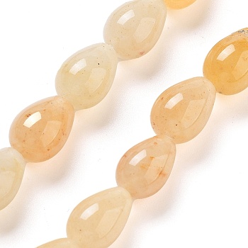 Natural Topez Jade Beads Strands, Teardrop, 12x8mm, Hole: 1.2mm, about 33~34pcs/strand, 15.16~16.54''(38.5~42cm)