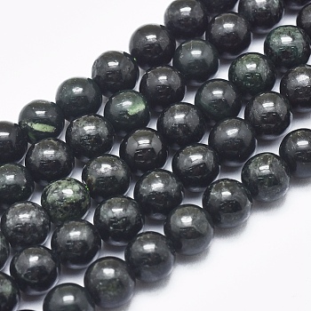 Natura Myanmar Black Jade Beads Strands, Round, 8mm, Hole: 1mm,about 50pcs/Strand, 15.75 inch(40cm)