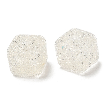 Resin Beads, with Rhinestone, Drusy Cube, White, 16x16x16mm, Hole: 3.6mm