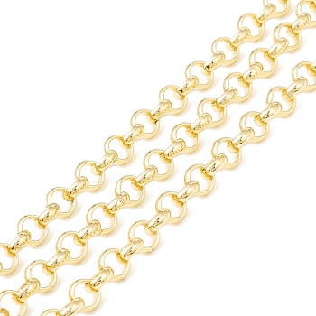 3.28 Feet Rack Plating Brass Rolo Chains, Long-Lasting Plated, Cadmium Free & Nickel Free & Lead Free, Unwelded, Real 18K Gold Plated, 5.5x2mm