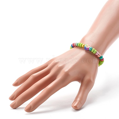 Natural Wood Round Beads Stretch Bracelets for Kid(BJEW-JB06640)-5