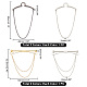 パンダホール エリート 4 個 4 スタイル真鍮ハンギング チェーン カラー ピン ネクタイ クリップ(AJEW-PH0011-16)-2