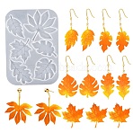 Leaf DIY Pendant Silicone Molds, Resin Casting Molds, for UV Resin, Epoxy Resin Jewelry Making, White, 77x110x4mm, Inner Diameter: 38~48x20~45mm(DIY-A061-04)