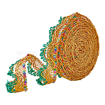 Sparkle Polyester Lace Ribbons, with Sequins, Garment Accessories, Triangle with Flower, Green, 1-5/8 inch(40mm), about 9.84 Yards(9m)/Card(OCOR-WH0080-16B)