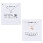 2Pcs 2 Colors Alloy Pendant Necklaces Set, Hollow Lotus, Platinum & Light Gold, 17.80 inch(45.2cm), 1Pc/color(NJEW-FI0001-54)