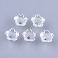 Transparent Acrylic Bead Caps, Trumpet Flower Beads, AB Color, 5-Petal, Flower, Clear, 10x14x13.5mm, Hole: 1.6mm, about 1370pcs/500g(TACR-T007-04A)