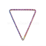 304 Stainless Steel Linking Rings, Textured, Triangle, Rainbow Color, 30x25x1mm, Inner Diameter: 27x22mm(STAS-Z041-02RC)