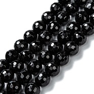 Natural Black Onyx Beads Strands, Dyed & Heated, Faceted, Round, 10mm, Hole: 2mm, about 39pcs/strand, 14.76 inch(37.5cm)(G-Z024-03A)