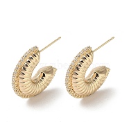 Brass Stud Earrings, Half Round, Golden, 24x7x8.5mm(KK-L208-85B-G)