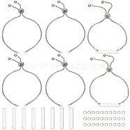 10Pcs Adjustable 304 Stainless Steel Slider Bracelet Making, with 10Pcs 304 Stainless Steel Links & 40Pcs Open Jump Rings, for DIY Jewelry Craft Supplies, Stainless Steel Color, 0.4~3.35x0.5~0.4x0.1cm, Hole: 3x3mm(DIY-SC0026-30A)