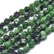 Natural Ruby in Zoisite Beads Strands, Faceted, Round, 6~6.5x5.5mm, Hole: 1mm, about 63pcs/strand, 15.16 inch(38.5cm)(G-L552O-06-6mm)